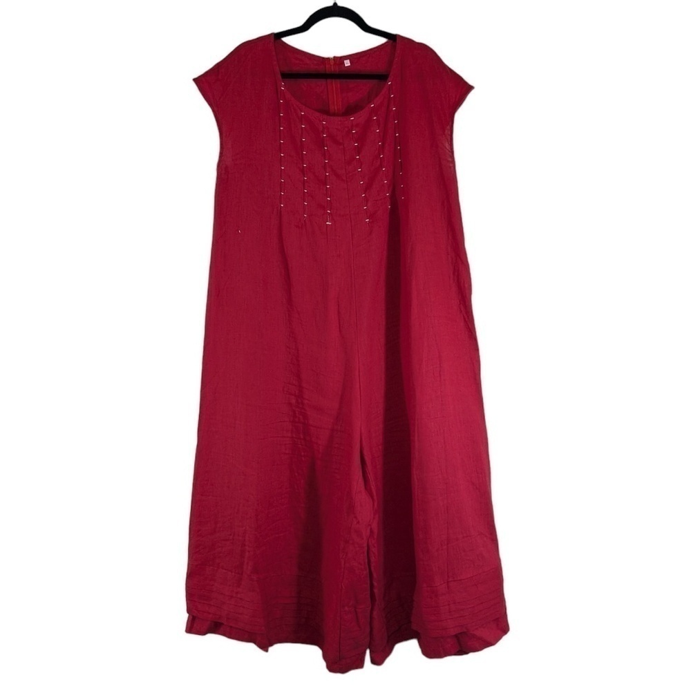 Red Wide Leg Cap Sleeve Jumpsuit Size XL